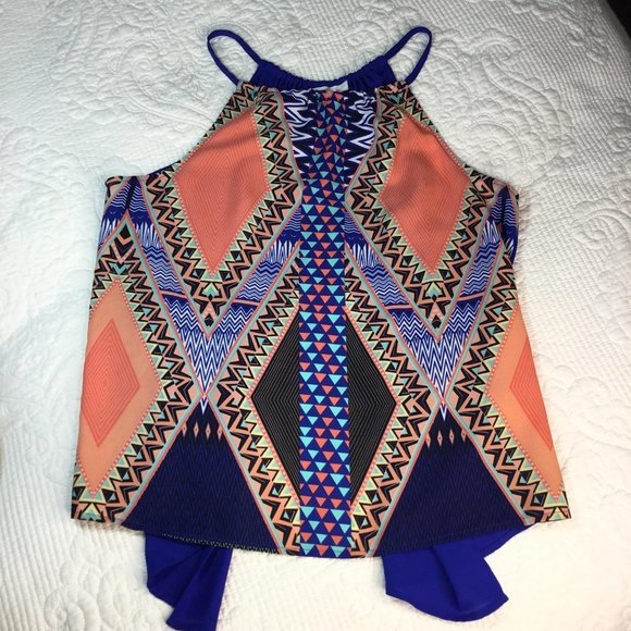 MINI Women's halter sleeveless blue indigo size M - Picture 10 of 11